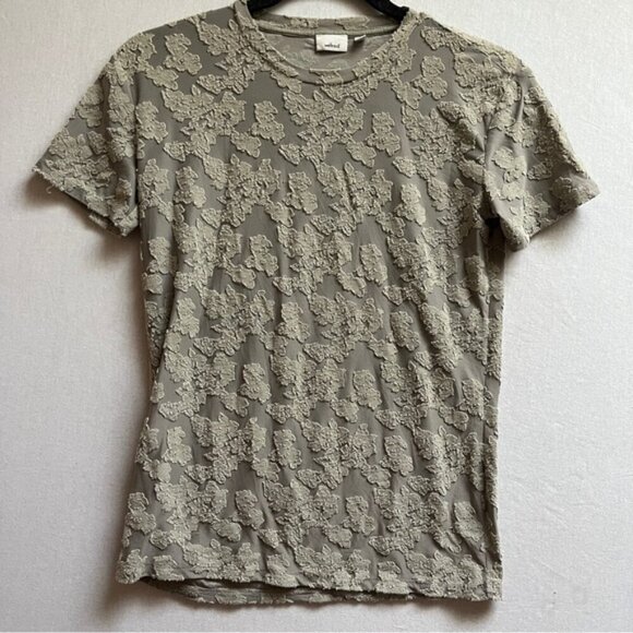 Wilfred Aritzia Tarascon Textured Gray short sleeve T-shirt Sz XXS - Picture 2 of 7